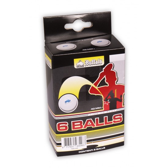 Buffalo Hobby tafeltennisballen 1* celluloidvrij 6 Pcs